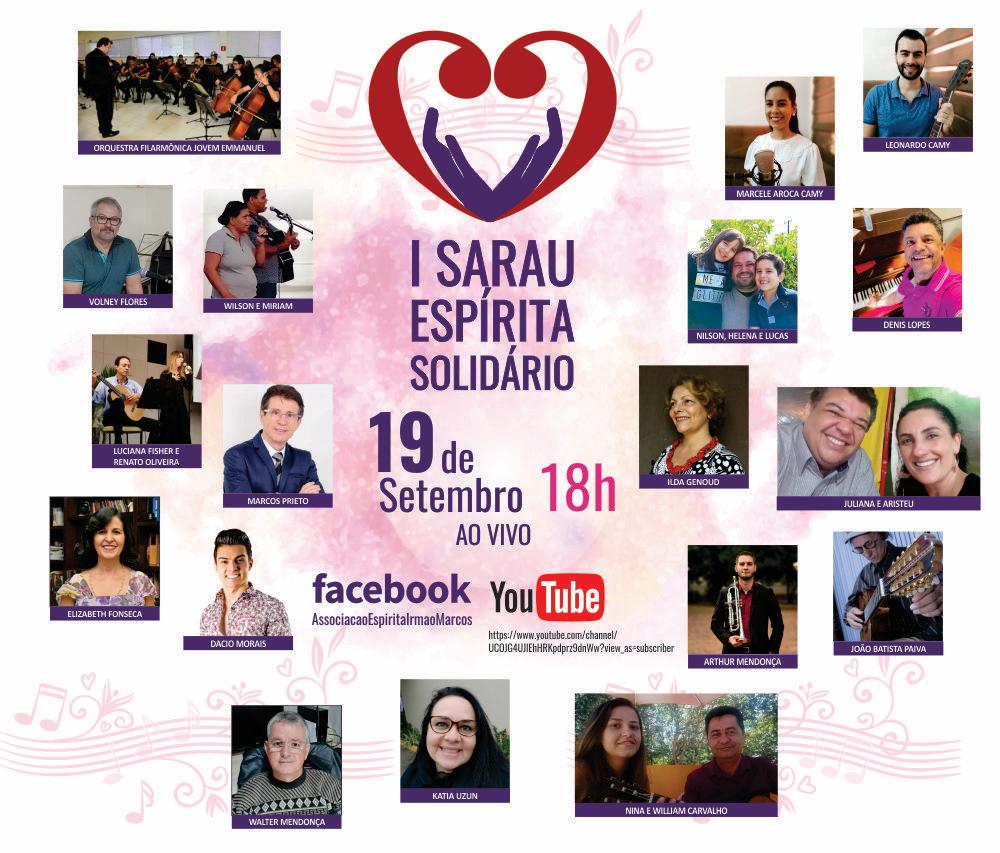 1º Sarau Espírita Solidário reúne arte e solidariedade em live cultural neste sábado