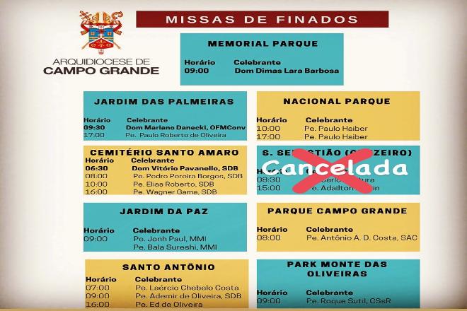 Cemitérios de Campo Grande terão quinze missas no Dia de Finados Cemitérios de Campo Grande terão quinze missas no Dia de Finados