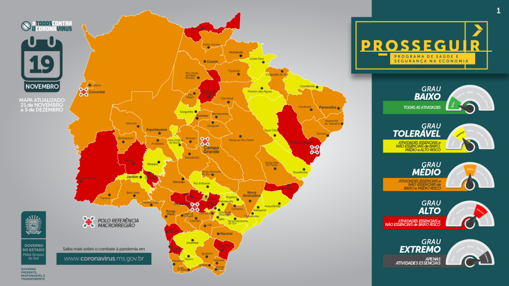 Prosseguir divulga novo mapa de risco dos municípios; 13 tiveram agravamento do quadro Prosseguir divulga novo mapa de risco dos municípios; 13 tiveram agravamento do quadro