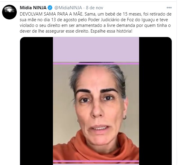 Famosos fazem vídeo contra decisão da justiça que tirou bebê da mãe ainda em fase de amamentação Famosos fazem vídeo contra decisão da justiça que tirou bebê da mãe ainda em fase de amamentação
