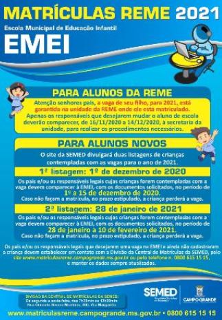 Período para matrícula dos alunos da rede municipal começa na próxima segunda, 16