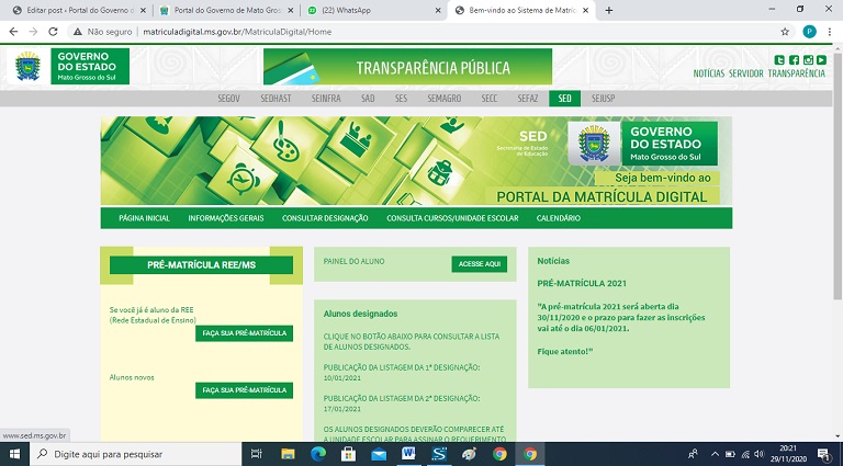 Período de pré-matrícula da Rede Estadual de Ensino começa hoje