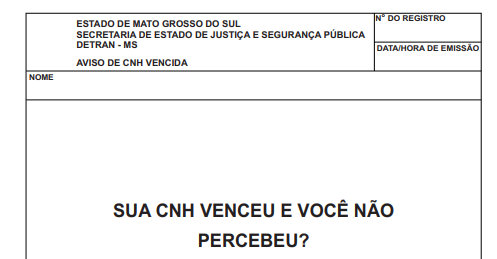 Mais de 47 mil motoristas com CNHs vencidas em MS estão recebendo cartas do Detran Mais de 47 mil motoristas com CNHs vencidas em MS estão recebendo cartas do Detran