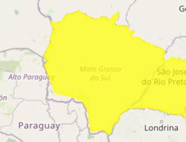Inmet emite mantém alerta de tempestade para todas as cidades de mato grosso do sul