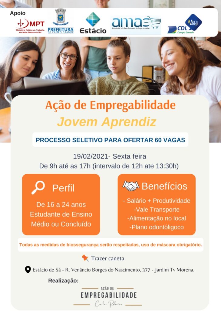 Ação de Empregabilidade oferece 60 vagas para jovem aprendiz