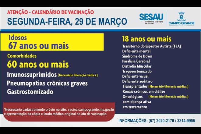 Pessoas com deficiências e comorbidades, continuam sendo vacinadas nesta segunda
