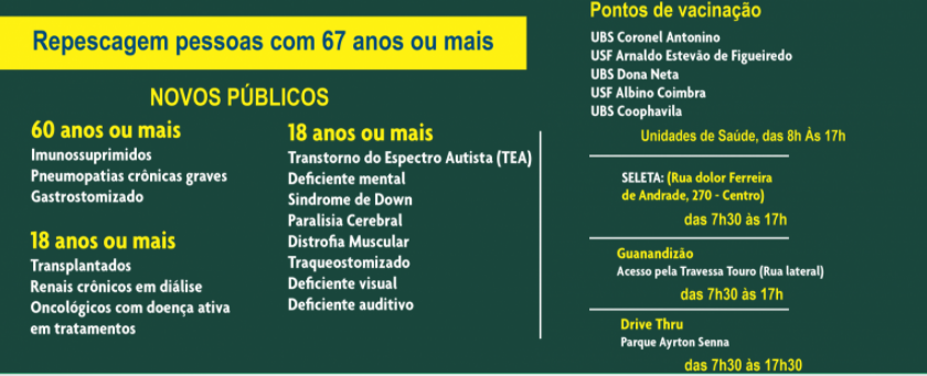 Pontos de imunização terão acolhimento especial para vacinação de pessoas com deficiência e comorbidades