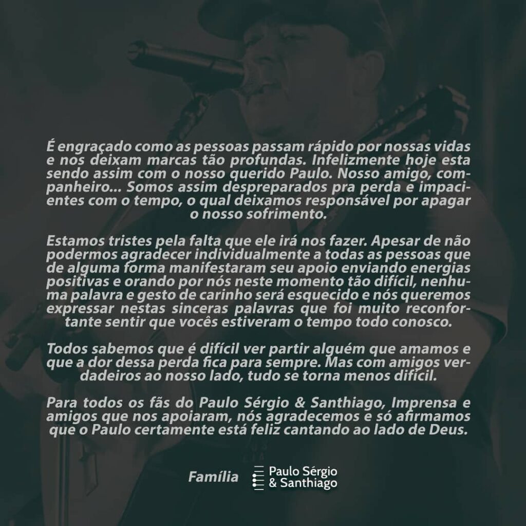 Após uma semana internado morre cantor Paulo Sérgio, vítima da Covid-19 Após uma semana internado morre cantor Paulo Sérgio, vítima da Covid-19