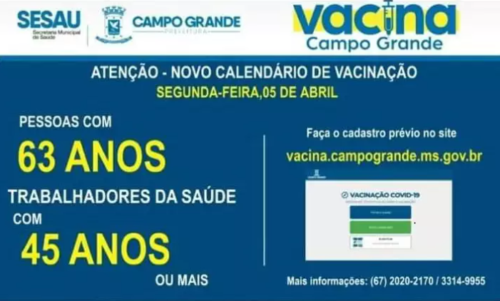 Idosos com 63 anos de idade e profissionais de saúde a partir dos 45 anos poderão se vacinar nesta segunda-feira Idosos com 63 anos de idade e profissionais de saúde a partir dos 45 anos poderão se vacinar nesta segunda-feira