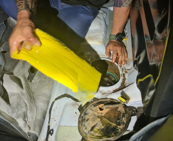 PMR com auxílio do Batalhão de Choque da Polícia Militar apreende maconha em tanque de combustível de carro em BR da Capital