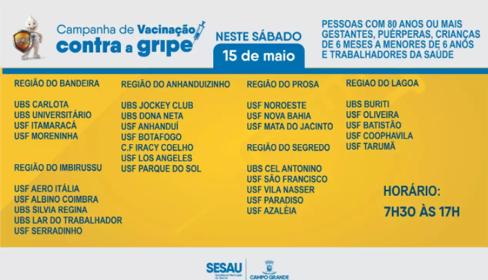 Campanha de vacinação contra a gripe atinge cinco grupos neste sábado Campanha de vacinação contra a gripe atinge cinco grupos neste sábado