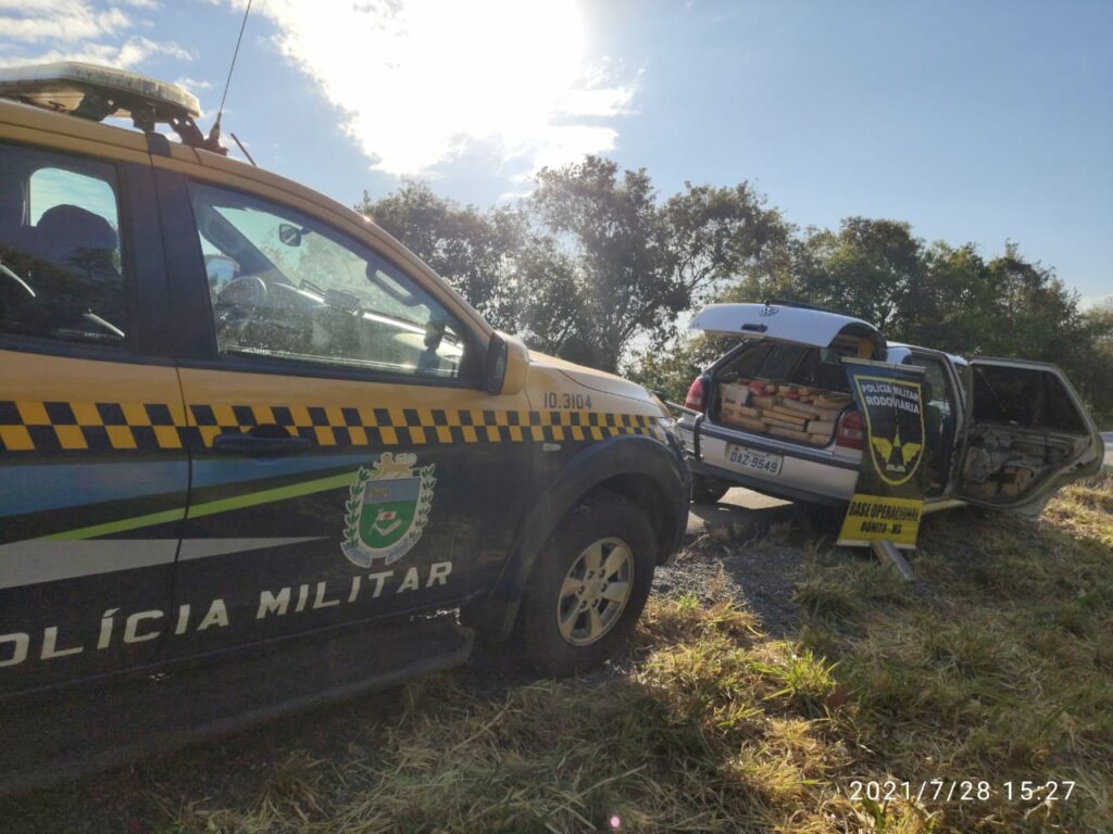 Carro lotado de drogas é apreendido pela PMR na cidade de Bonito