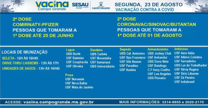 Vacinação desta segunda-feira na Capital será só para 2ª dose