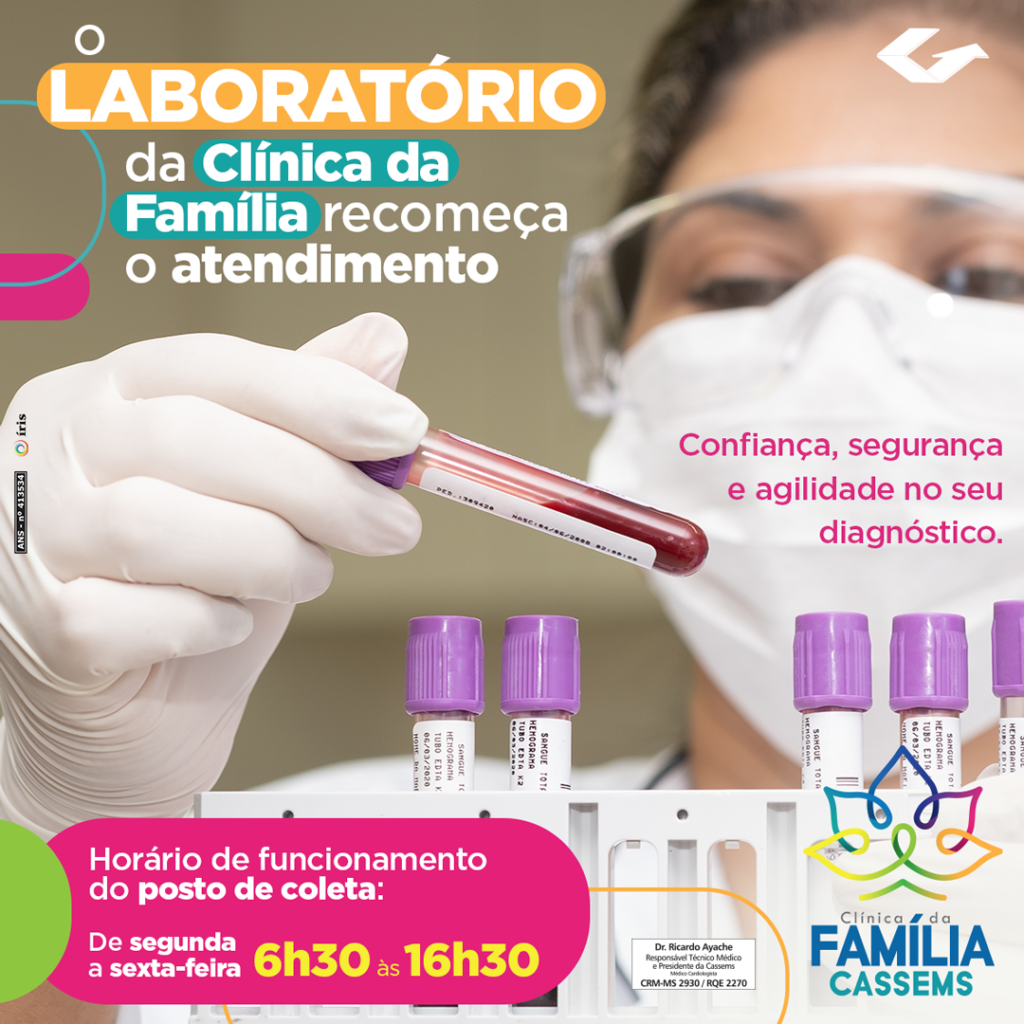 Posto de coleta de exames da Clínica da Família da Cassems retoma atendimentos