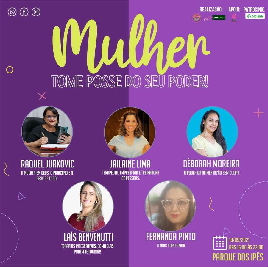 "Mulher Tome Posse do Seu Poder" acontece neste sábado em Dourados "Mulher Tome Posse do Seu Poder" acontece neste sábado em Dourados