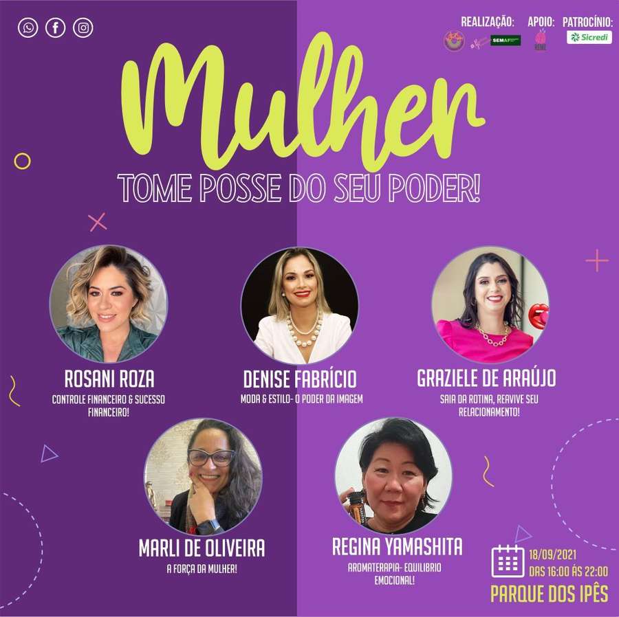 "Mulher Tome Posse do Seu Poder" acontece neste sábado em Dourados "Mulher Tome Posse do Seu Poder" acontece neste sábado em Dourados