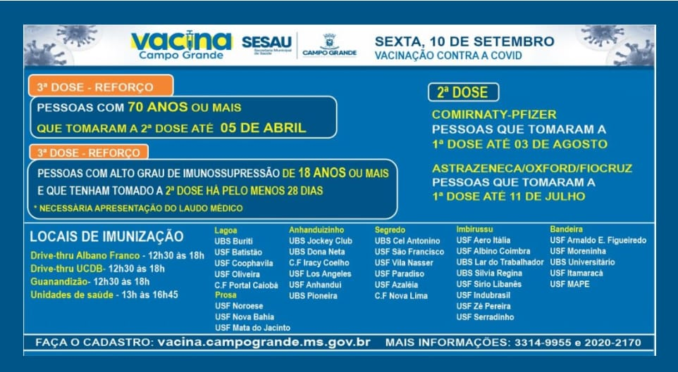 Continua a aplicação da segunda e terceira dose nesta sexta-feira na Capital Continua a aplicação da segunda e terceira dose nesta sexta-feira na Capital