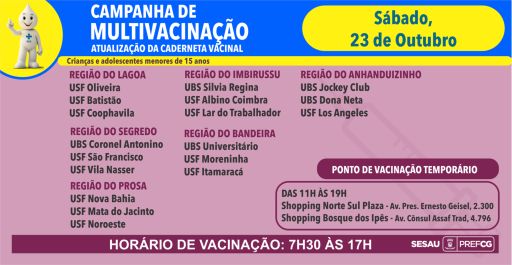 Fim de semana terá vacinas em shoppings da Capital em final da campanha de Multivacinação