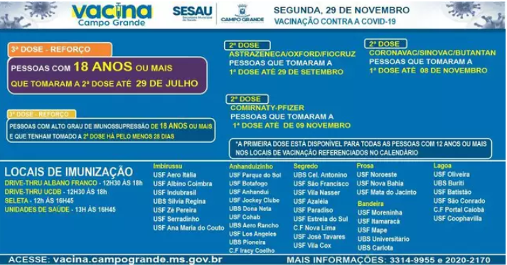 Com 43 locais, vacinação contra covid começa a tarde em Campo Grande Com 43 locais, vacinação contra covid começa a tarde em Campo Grande
