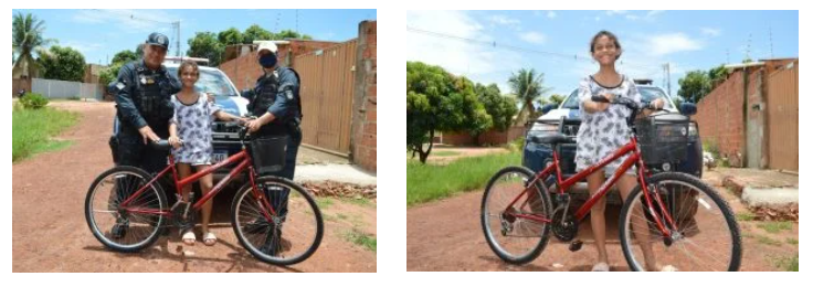 PM atende cartinha de Natal e realiza sonho de menina com uma bicicleta