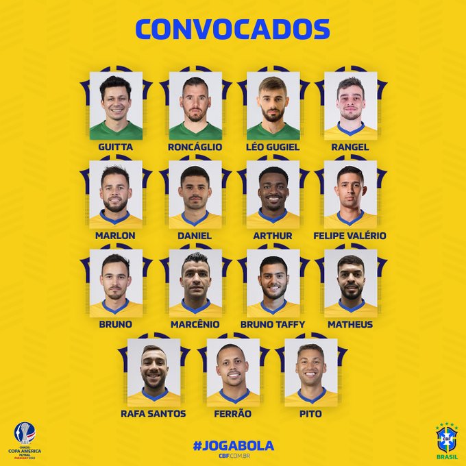 CBF convoca seleção de futsal para Copa América que começa no fim do mês