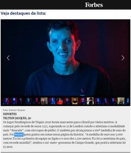 Atleta paralímpico do MS, Yeltsin recebe prêmio de melhor atleta e é destaque na revista Forbes Atleta paralímpico do MS, Yeltsin recebe prêmio de melhor atleta e é destaque na revista Forbes