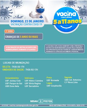 Crianças de 5 anos ou mais e demais grupos vacinam neste domingo