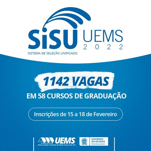 Sisu 2022: UEMS vai oferecer 1.142 mil vagas em um total de 58 cursos