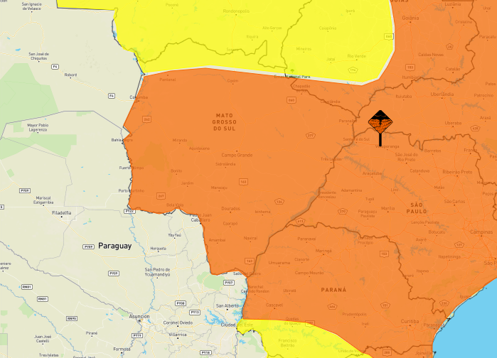 Fim de semana tem previsão de chuva e ventos de até 100 Km/h no MS Fim de semana tem previsão de chuva e ventos de até 100 Km/h no MS