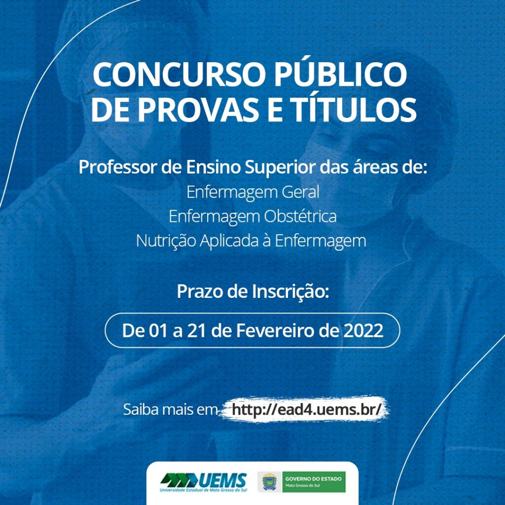 Uems abre inscrições para concurso de professores nas áreas de nutrição e enfermagem Uems abre inscrições para concurso de professores nas áreas de nutrição e enfermagem