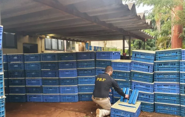 PRF apreende 4,3 toneladas de maconha em meio a caixas de transporte de frangos PRF apreende 4,3 toneladas de maconha em meio a caixas de transporte de frangos