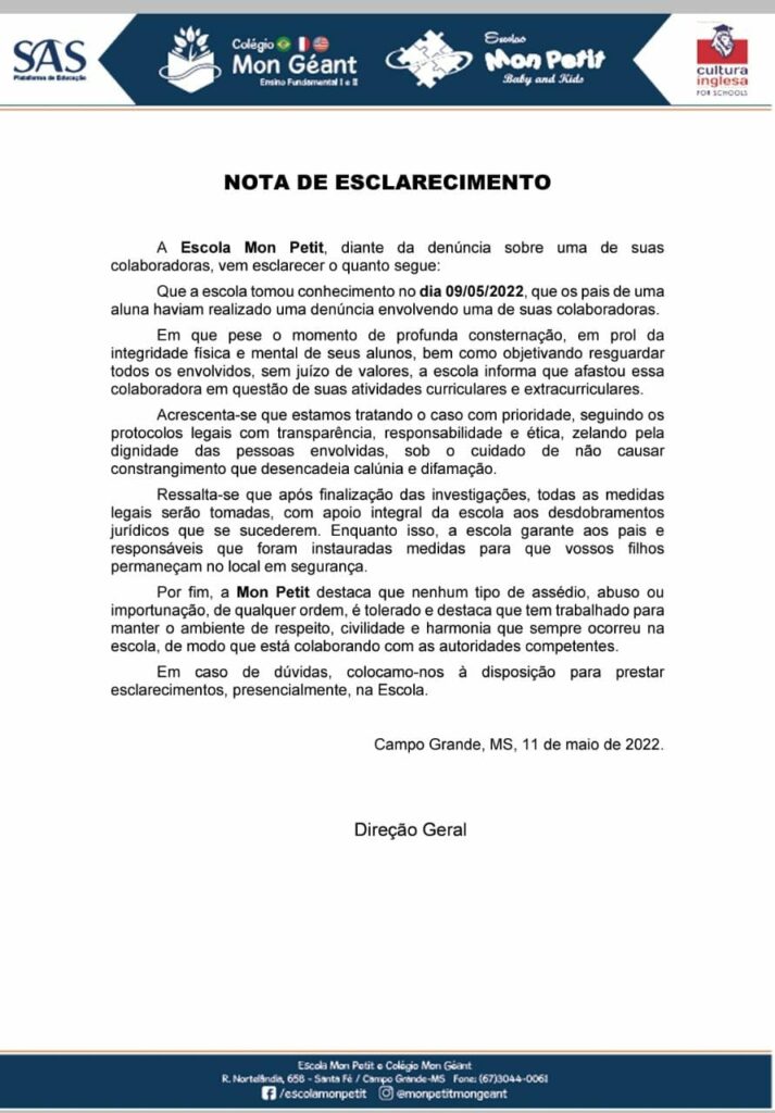 Loucura: Pais denunciam que cinco crianças podem ter sido abusadas por professora de escola na Capital Loucura: Pais denunciam que cinco crianças podem ter sido abusadas por professora de escola na Capital