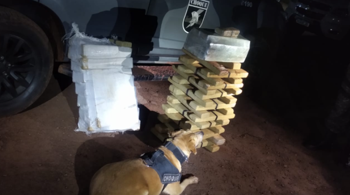 Choque encontra drogas e arma durante fiscalização em ônibus de viagem Choque encontra drogas e arma durante fiscalização em ônibus de viagem
