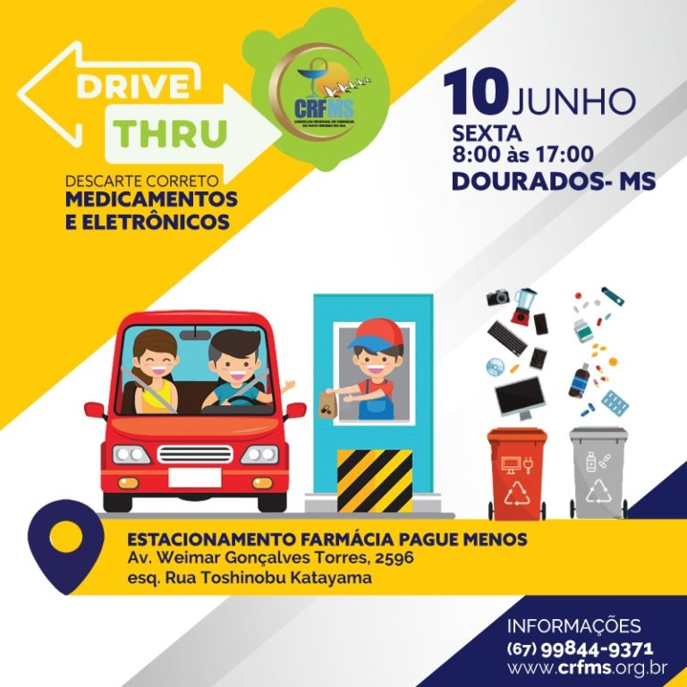 2º Drive Thru de Descarte de Medicamentos e Eletrônicos acontecerá em Dourados