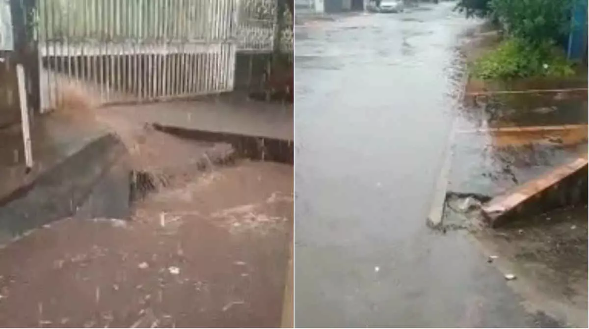 Lamaçal, enxurrada e poças d'água: Campo Grande tem tarde de muita chuva Lamaçal, enxurrada e poças d'água: Campo Grande tem tarde de muita chuva