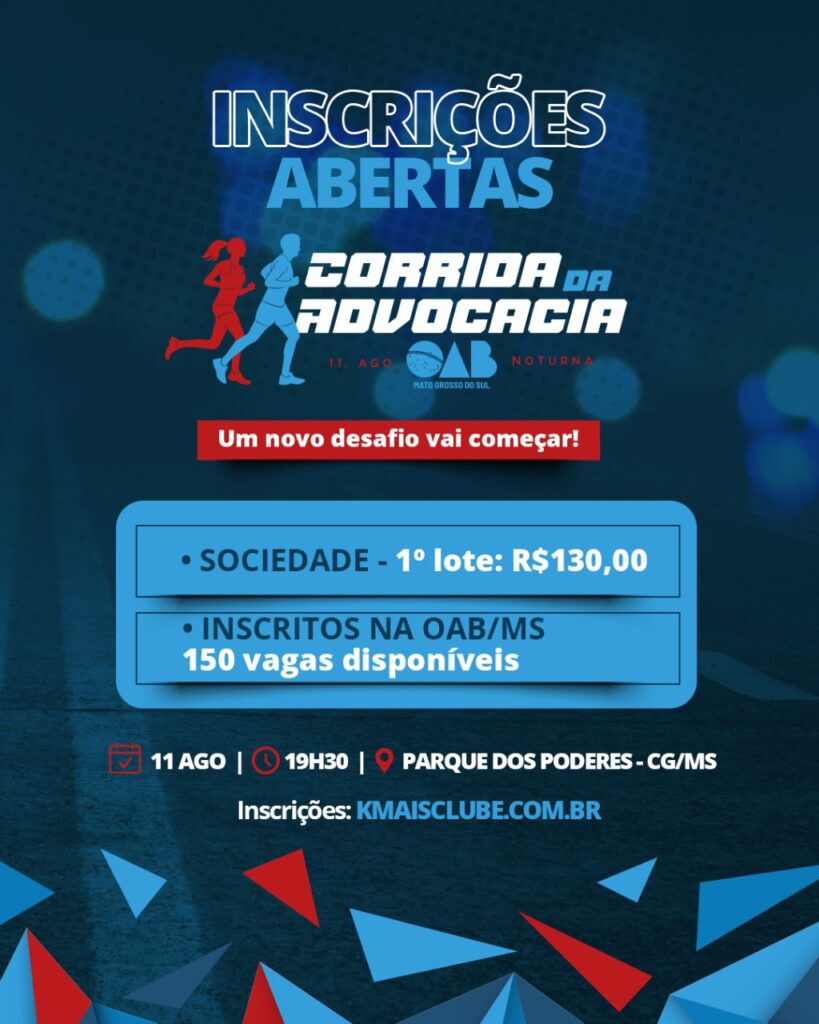 Corrida Noturna 2022 da OAB/MS tem inscrições abertas a evento em Agosto