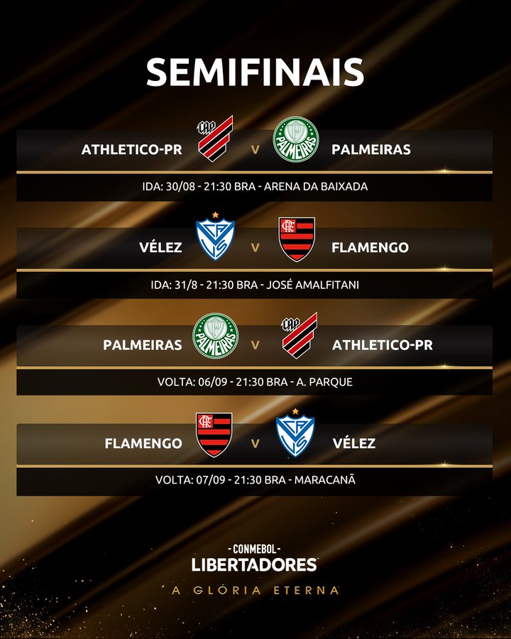 Definidas datas e horários da semis da Libertadores e Sul-Americana Definidas datas e horários da semis da Libertadores e Sul-Americana