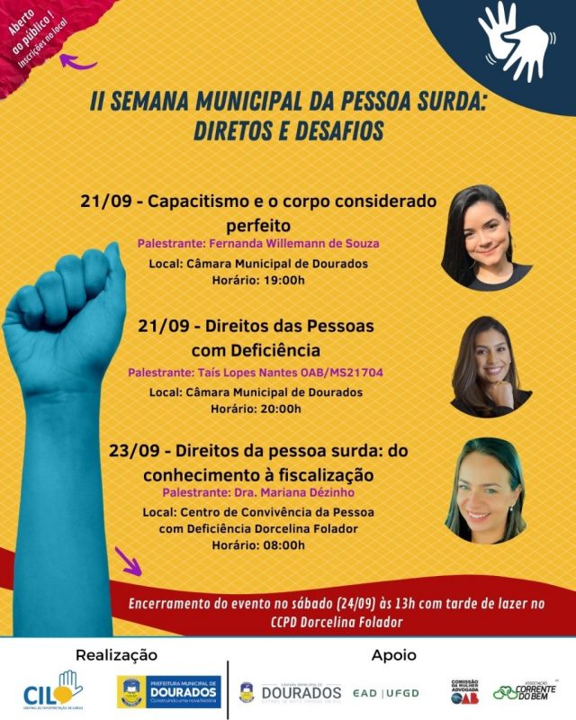 Eventos da Semana Municipal da Pessoa Surda começam nesta quarta-feira Eventos da Semana Municipal da Pessoa Surda começam nesta quarta-feira