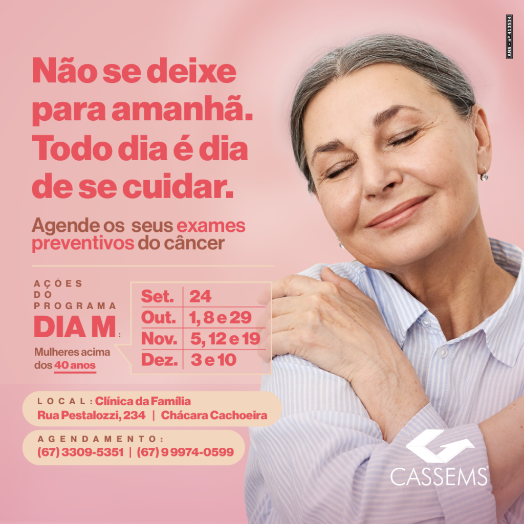 Cassems promove sábado 'Dia M' de incentivo a beneficiárias a atualizarem exames preventivos Cassems promove sábado 'Dia M' de incentivo a beneficiárias a atualizarem exames preventivos