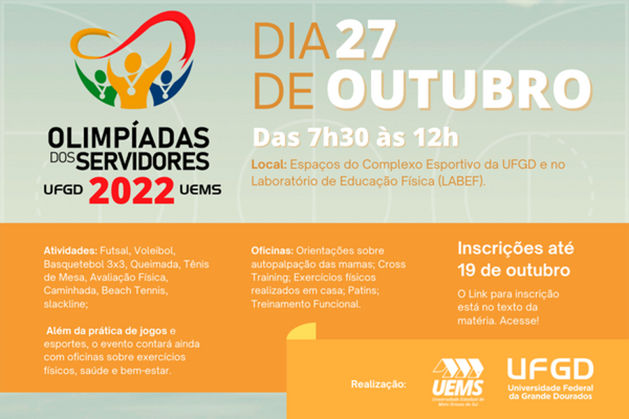 UFGD e UEMS realizam Olimpíadas dos Servidores no fim do mês UFGD e UEMS realizam Olimpíadas dos Servidores no fim do mês