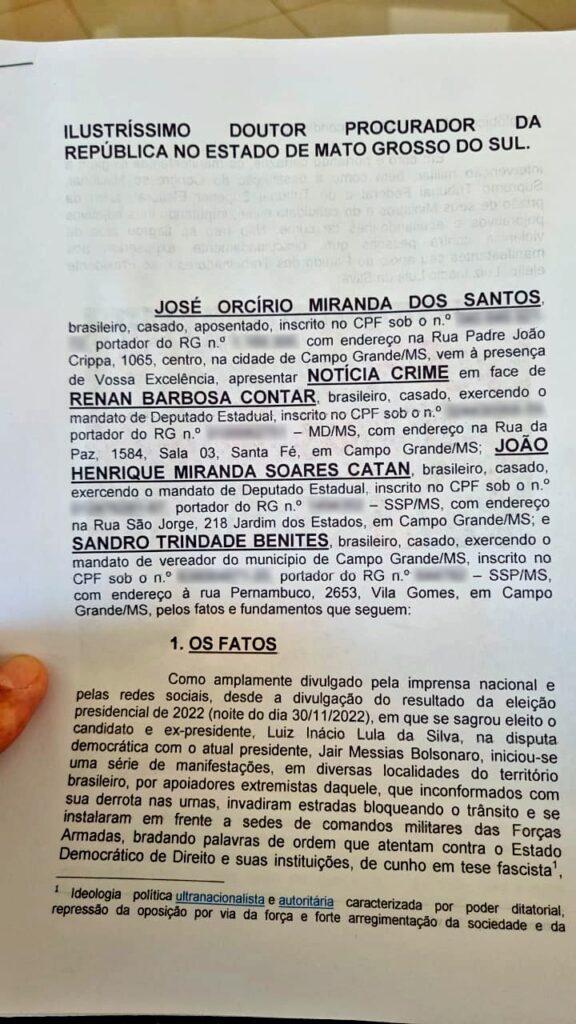 Zeca começa mandato antes da posse denunciando três parlamentares ao MPF por atos antidemocráticos