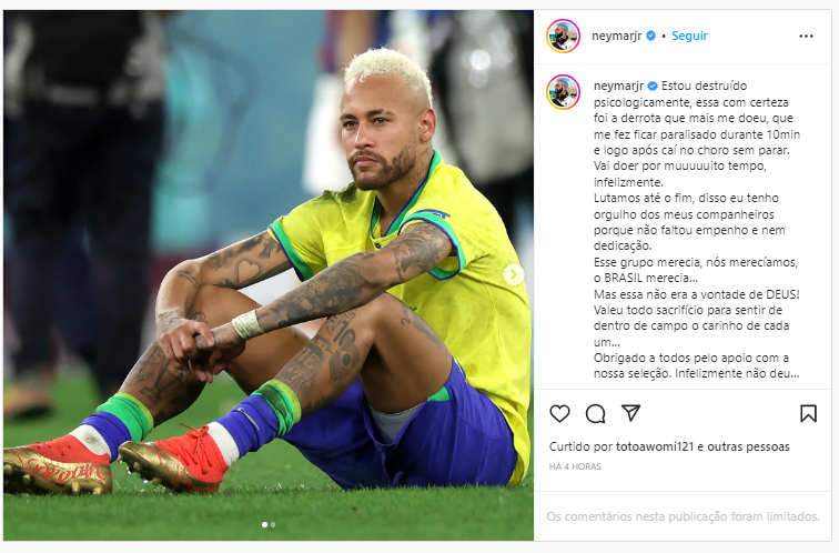 Pelas redes sociais, Neymar diz estar destruído e Rodrygo se desculpa Pelas redes sociais, Neymar diz estar destruído e Rodrygo se desculpa