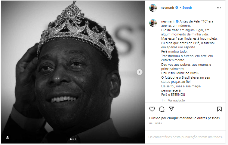 Neymar publica fotos com o Rei e se despede de Pelé através das redes sociais: 'Magia permanecerá' Neymar publica fotos com o Rei e se despede de Pelé através das redes sociais: 'Magia permanecerá'