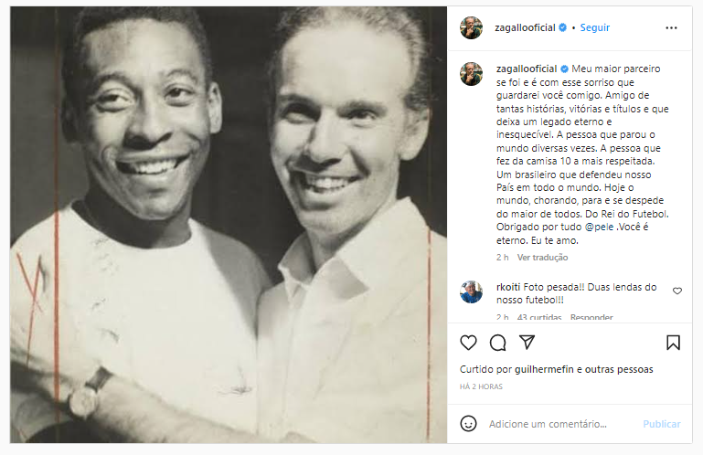 Campeões mundiais com Pelé lamentam partida do Rei do Futebol Campeões mundiais com Pelé lamentam partida do Rei do Futebol