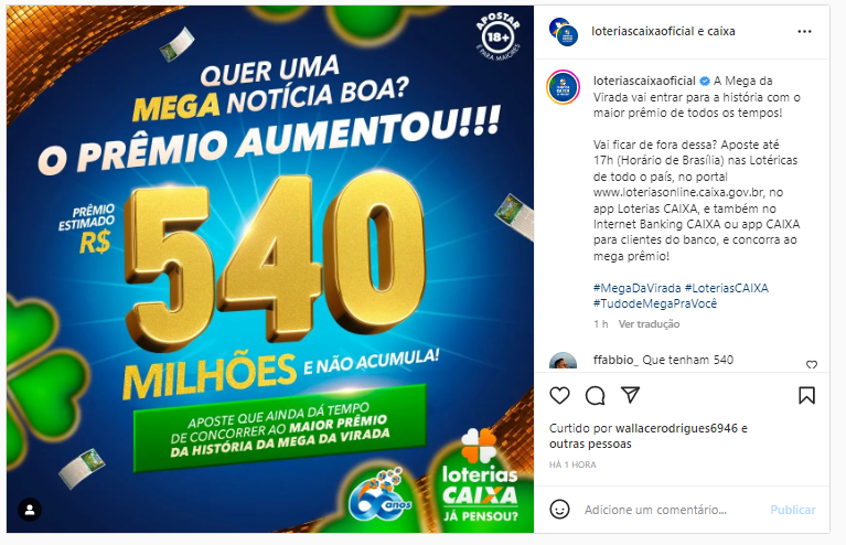 Mega da Virada sorteia na noite de hoje prêmio recorde de R$ 540 milhões 