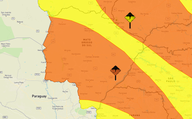 Inmet mantém alerta de tempestade e chuvas intensas para todas as cidades de MS Inmet mantém alerta de tempestade e chuvas intensas para todas as cidades de MS