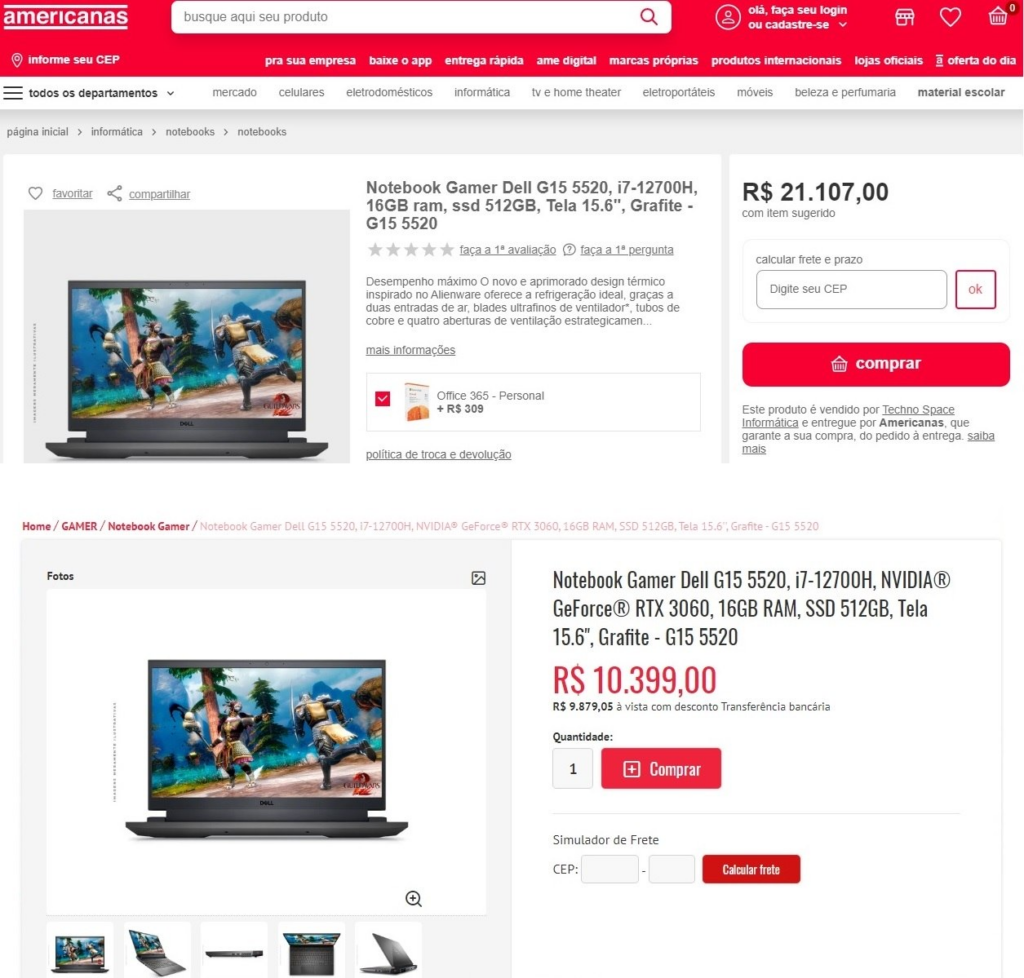 Lojistas chegam a dobrar preço de notebook no site da Americanas para dificultar vendas Lojistas chegam a dobrar preço de notebook no site da Americanas para dificultar vendas