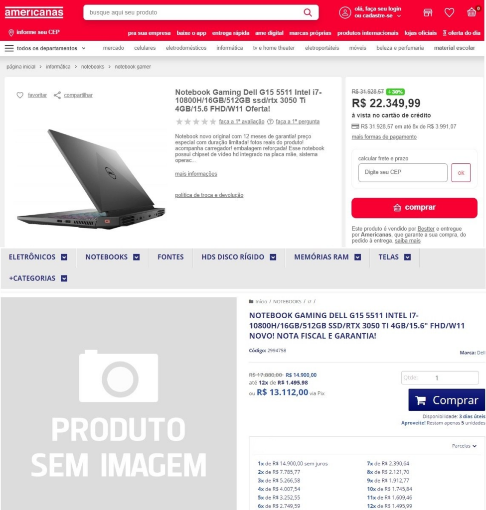 Lojistas chegam a dobrar preço de notebook no site da Americanas para dificultar vendas Lojistas chegam a dobrar preço de notebook no site da Americanas para dificultar vendas