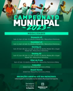Prefeitura de Maracaju abre inscrições a campeonatos de seis esportes para 2023