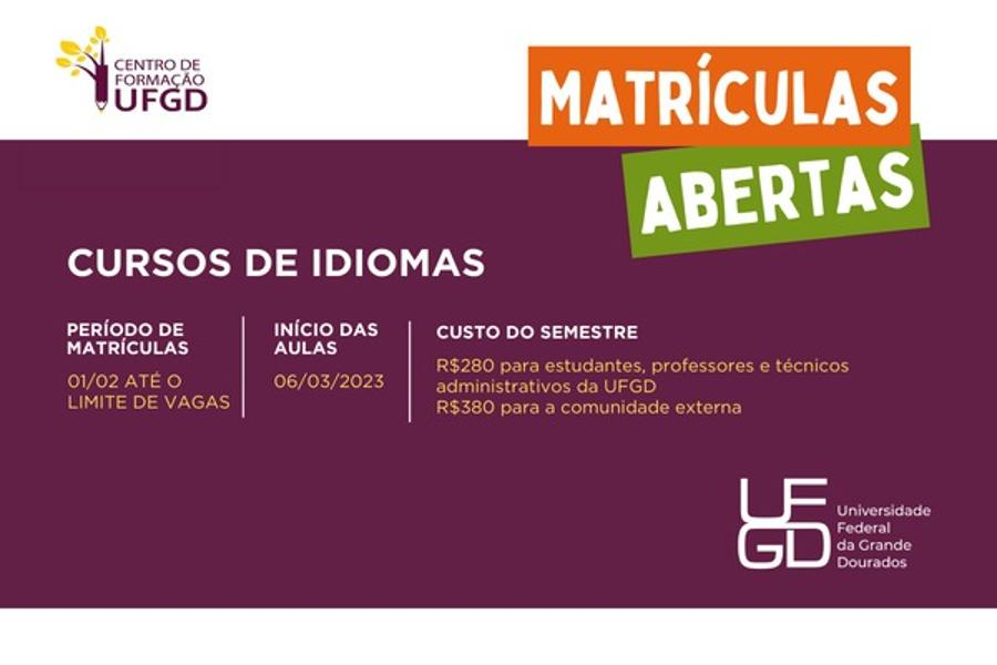 Inicia amanhã o prazo para matrículas em cursos de idiomas da UFGD Inicia amanhã o prazo para matrículas em cursos de idiomas da UFGD